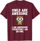 Funny Owl Design Women Night Owl Animal Owl Lover T-Shirt - T-Shirt | Maroon