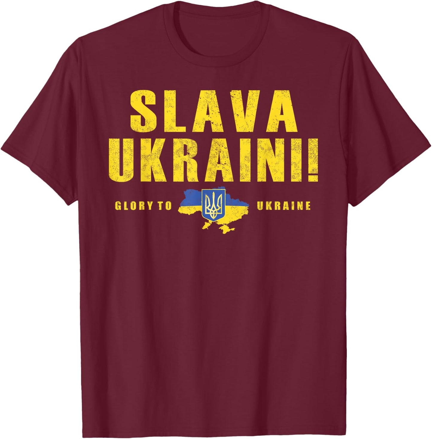 Slava Ukraini Shirt Ukraine Tryzub Flag Glory To Ukraine T-Shirt - T-Shirt | Maroon