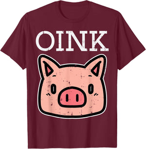 Oink Pig Face Cute Hog Head Girls Boys Kids Toddler Women T-Shirt - T-Shirt | Maroon