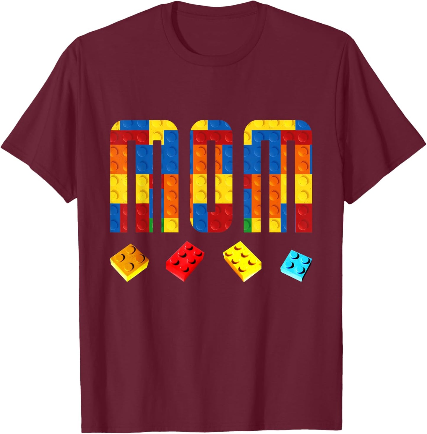 Mom Master Builder Building Blocks Birthday Family Matching T-Shirt - T-Shirt | Maroon