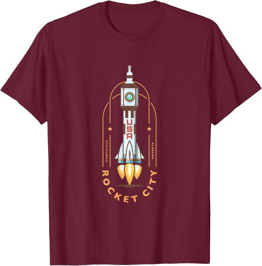 Huntsville Alabama Rocket City Cute Rocket Icon T-Shirt - T-Shirt | Maroon
