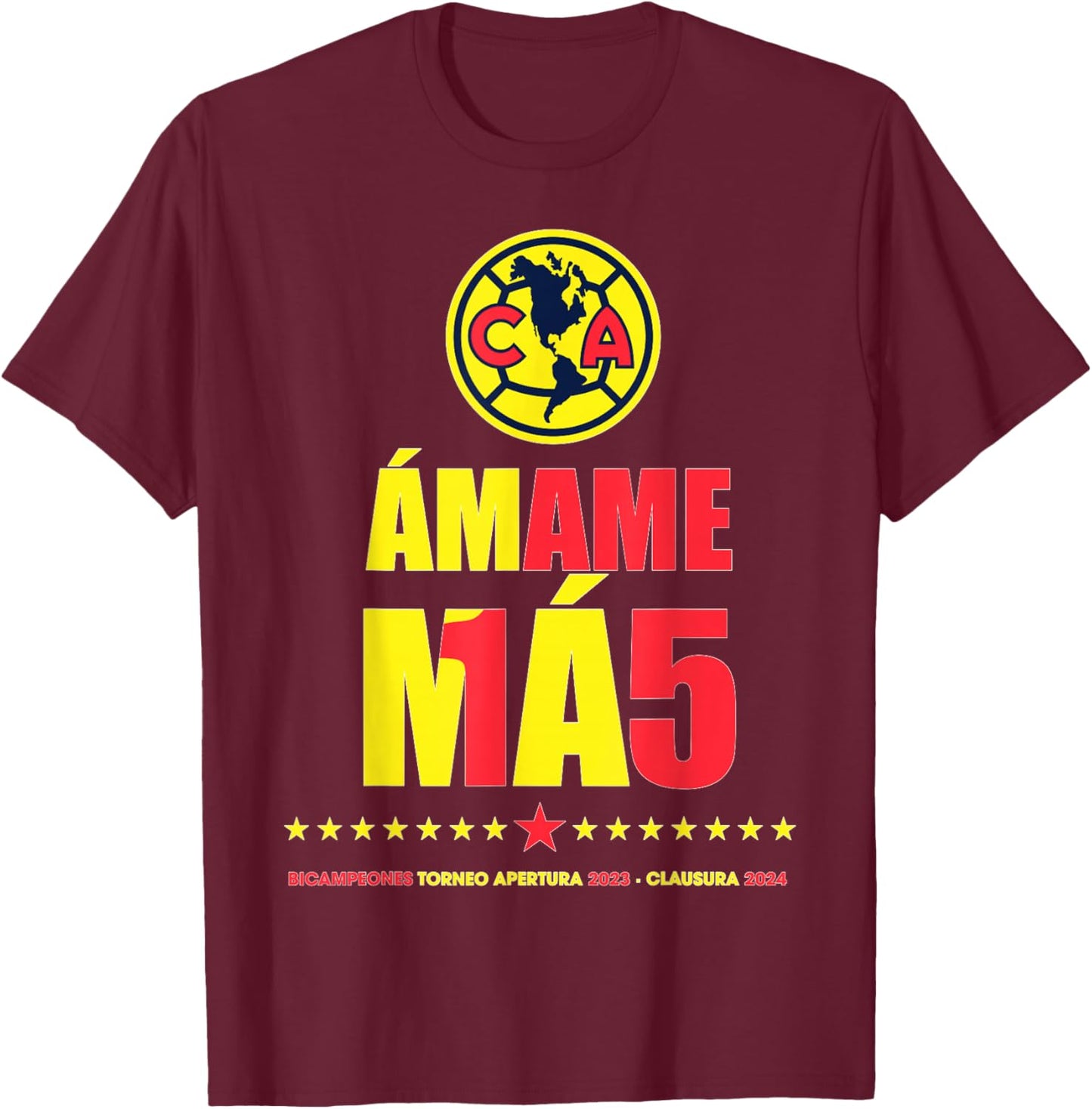 Club America Bicampeon Torneo Apertura 2023 - Clausura 2024 T-Shirt - T-Shirt | Maroon