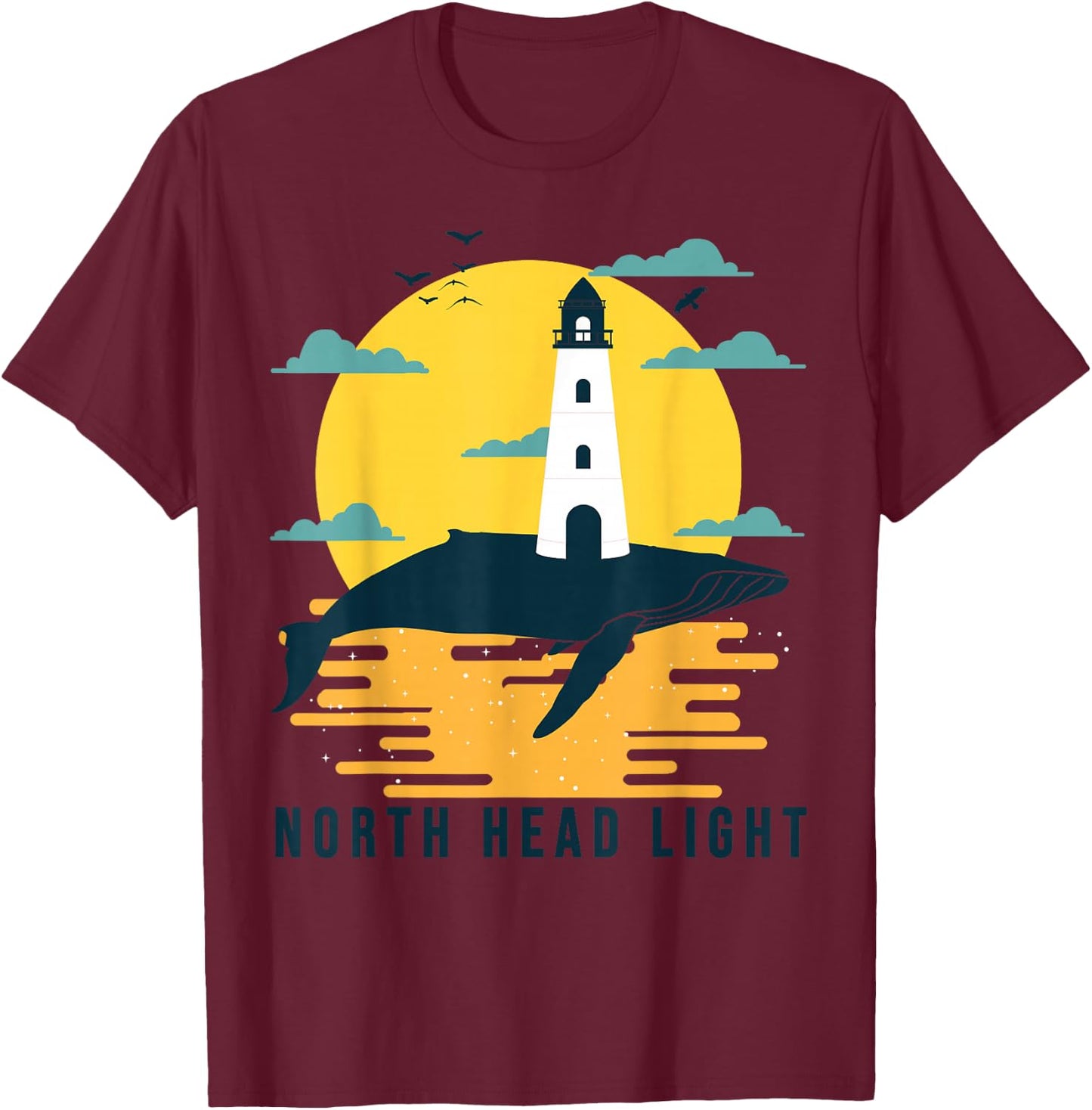 North Head Light Washington Lighthouse Cape Disappointment T-Shirt - T-Shirt | Maroon
