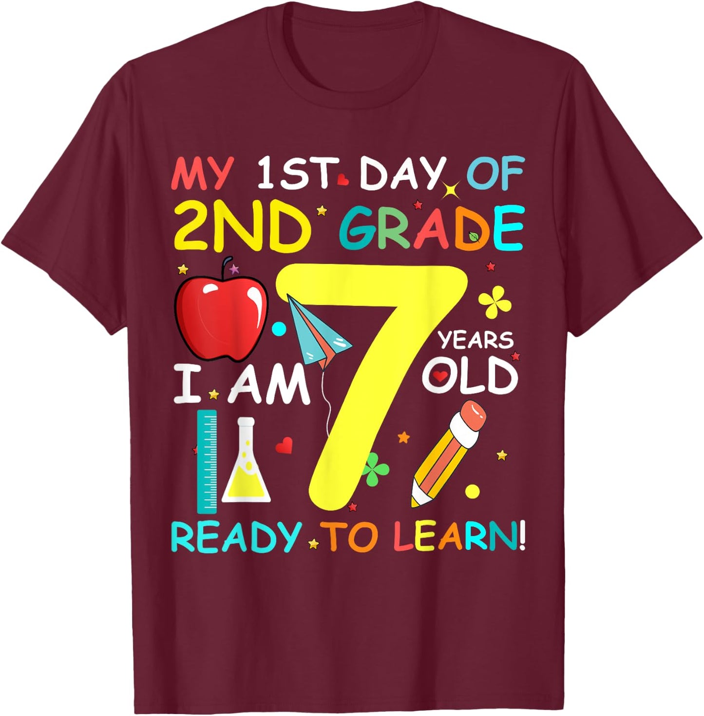 Back To School 2nd Grade Boys Girls First Day Of School T-Shirt - T-Shirt | Maroon