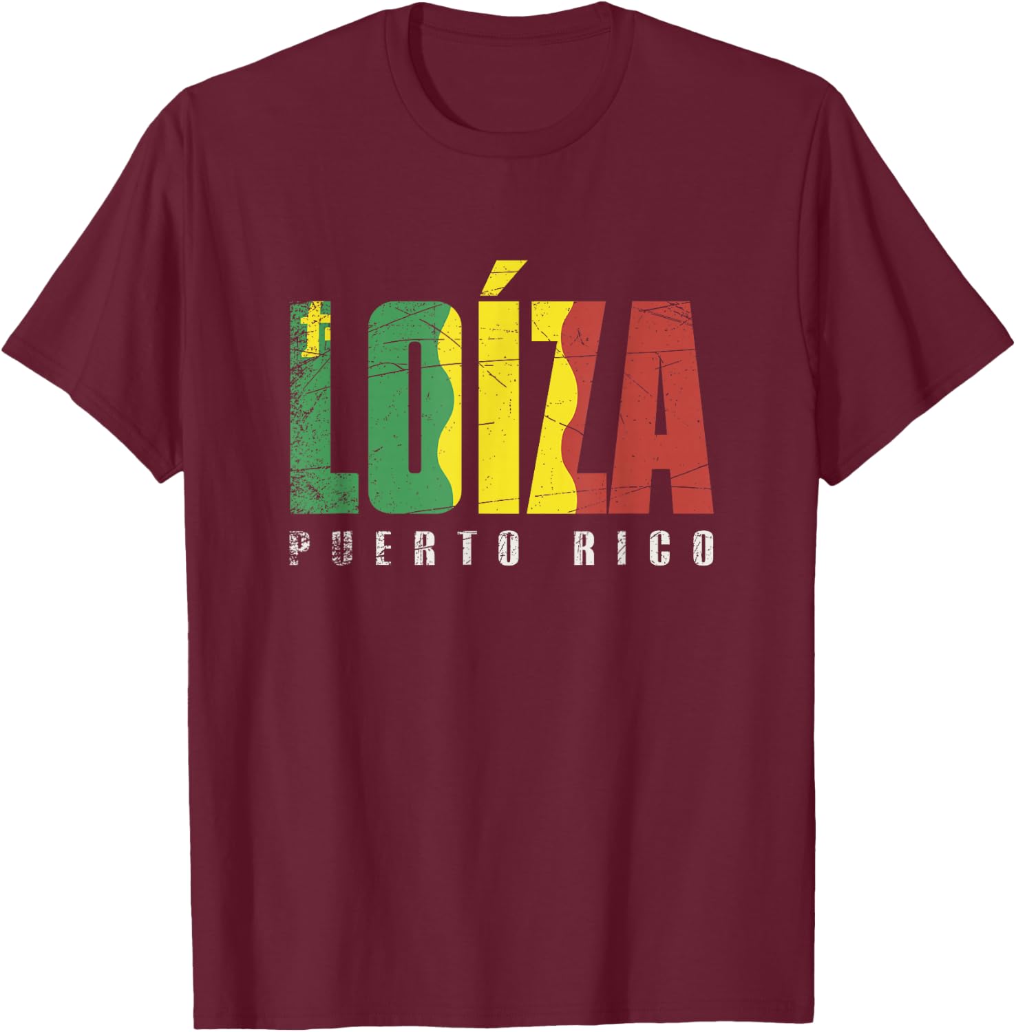 Loíza City in Puerto Rico, Loíza Flag T-Shirt - T-Shirt | Maroon
