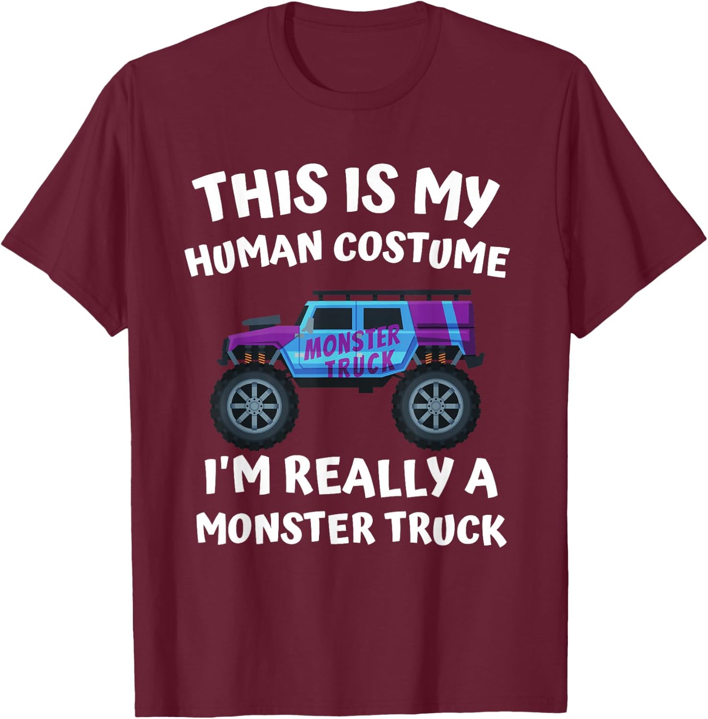 Monster Truck Halloween Costume Matching Group Toddler 5T 4T T-Shirt - T-Shirt | Maroon