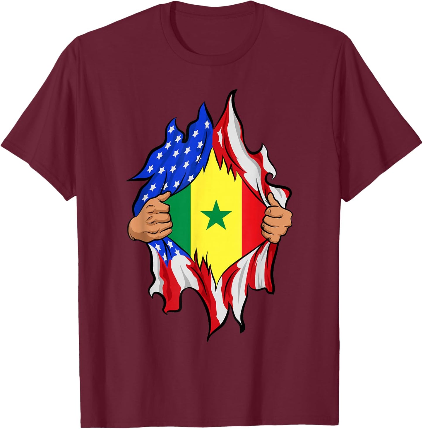 Senegalese Blood Inside Me Proud Senegal Flag T-Shirt - T-Shirt | Maroon