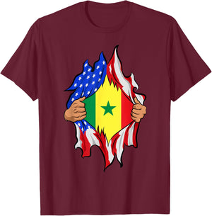 Senegalese Blood Inside Me Proud Senegal Flag T-Shirt - T-Shirt | Maroon
