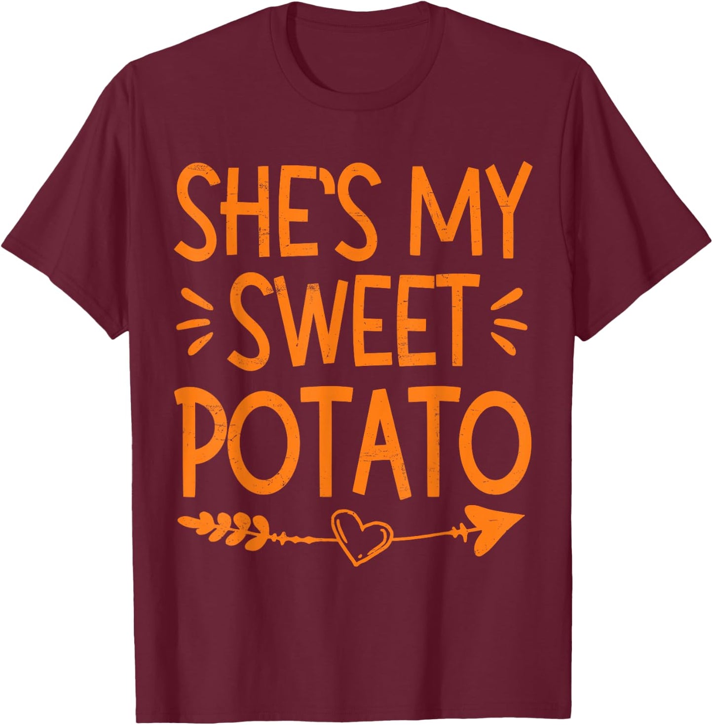 Thanksgiving Matching Couple She's My Sweet Potato I Yam T-Shirt - T-Shirt | Maroon