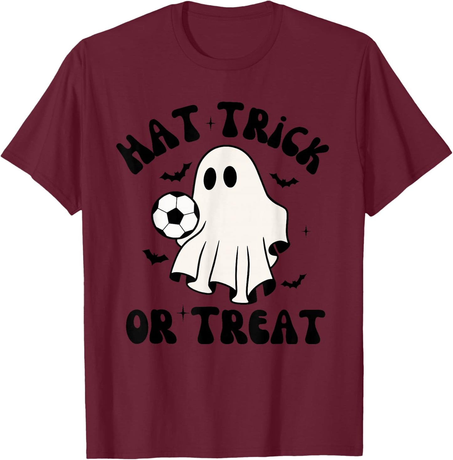 Hat-Trick Or Treat Soccer Sports Halloween Men Boys Girls T-Shirt - T-Shirt | Maroon