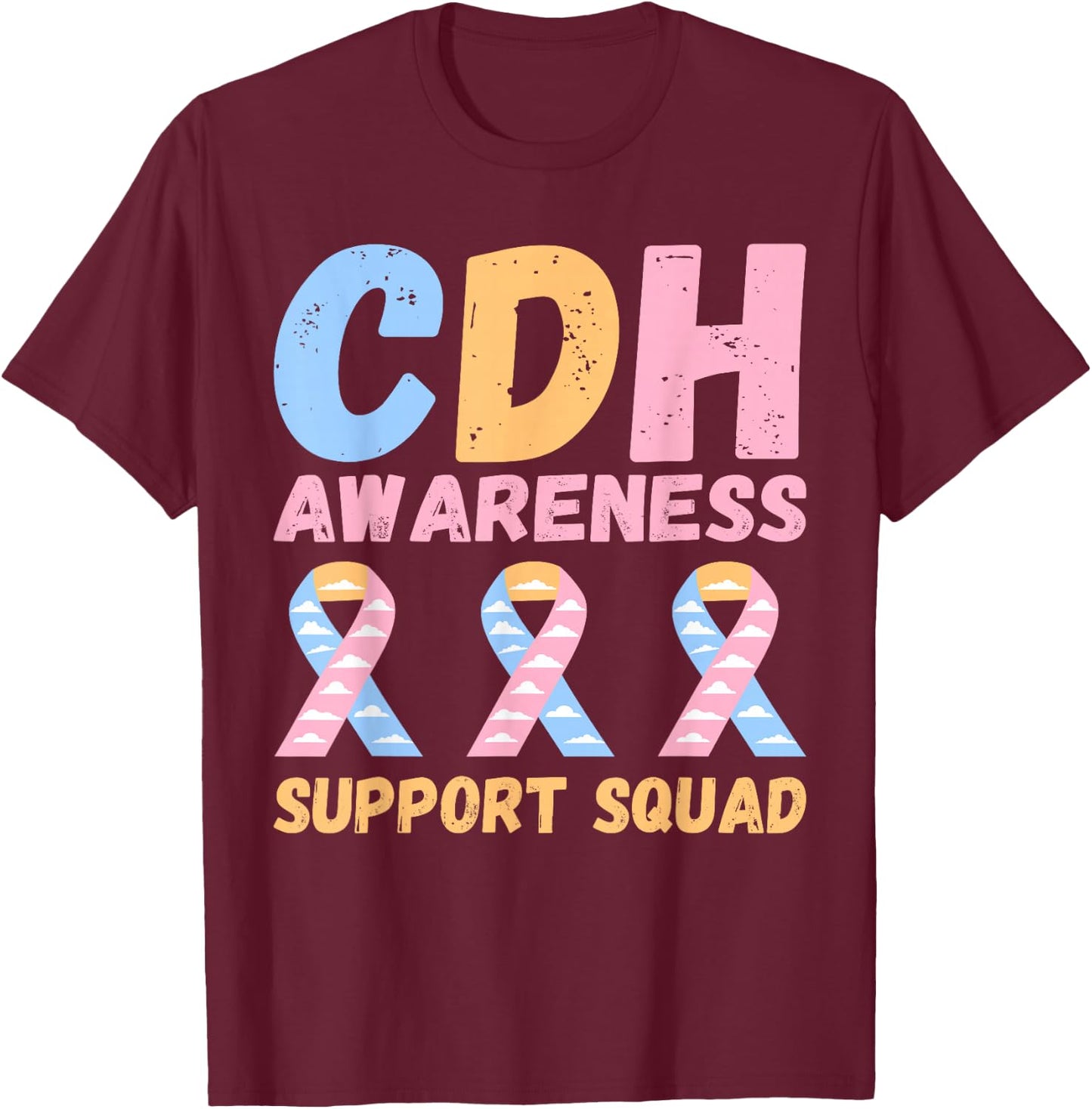 Congenital Diaphragmatic Hernia Awareness Support Squad T-Shirt - T-Shirt | Maroon