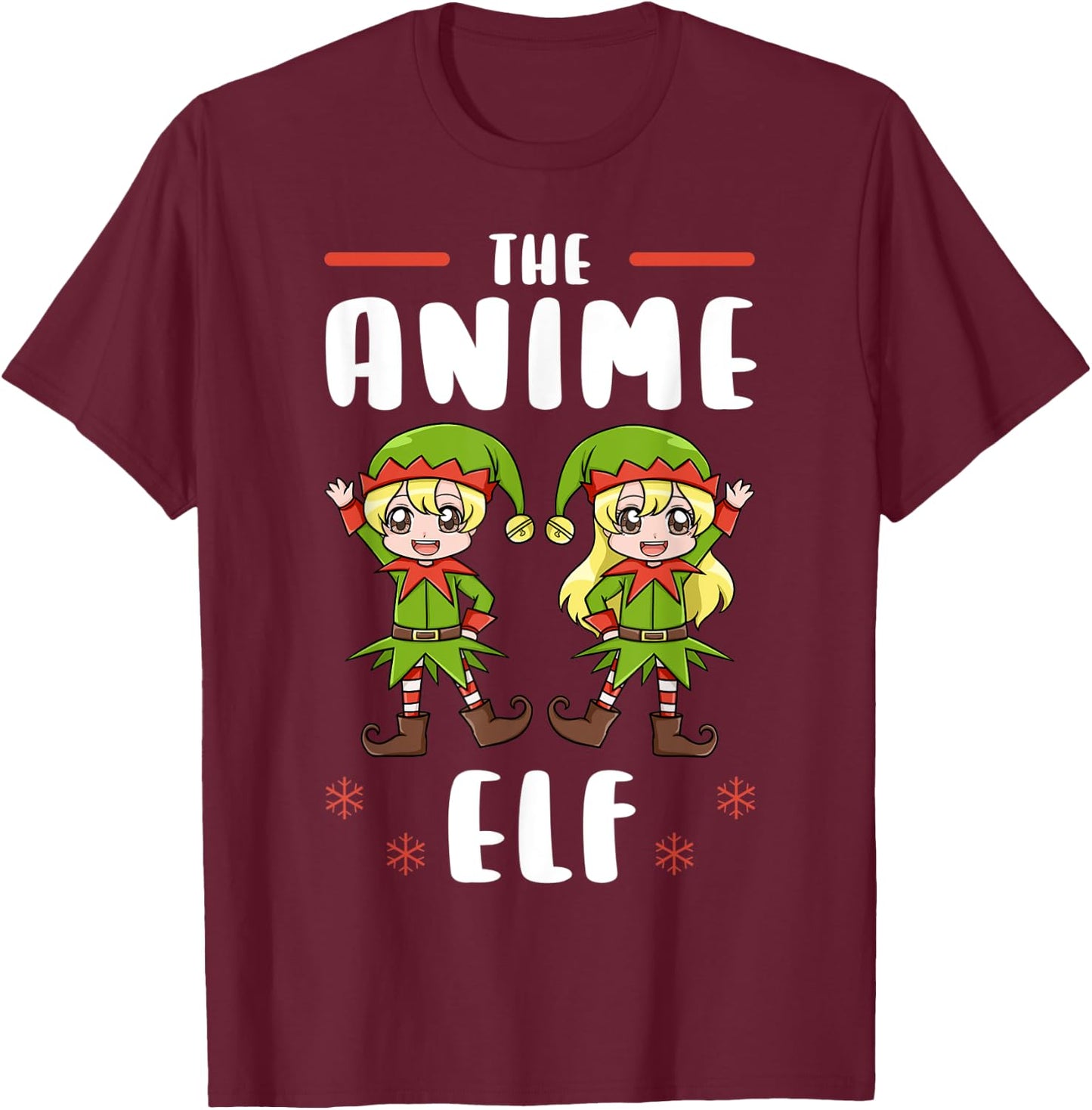 Christmas Anime Elf Kawaii Otaku Japanese Manga Lover T-Shirt - T-Shirt | Maroon