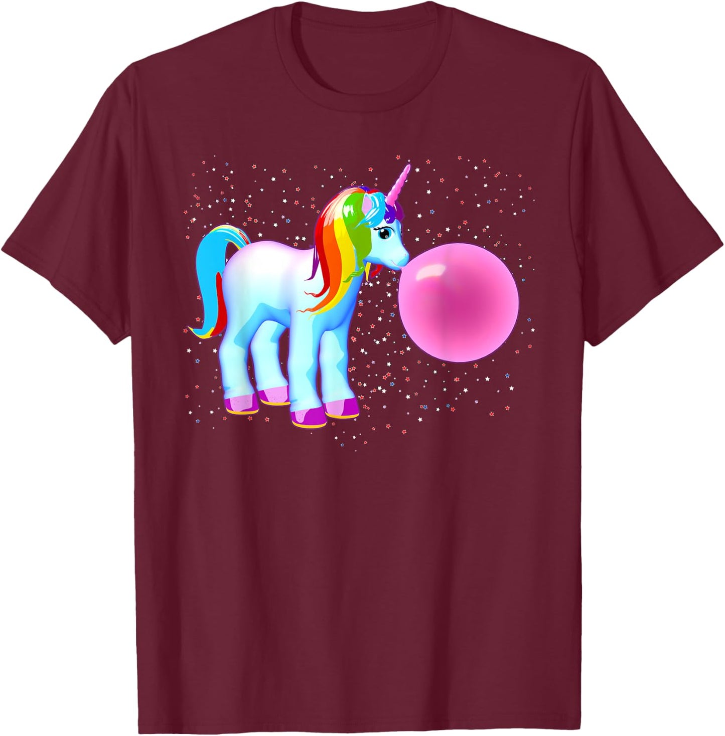 Unicorn Shirt Bubble Gum Kawaii Cute Magical T-Shirt - T-Shirt | Maroon