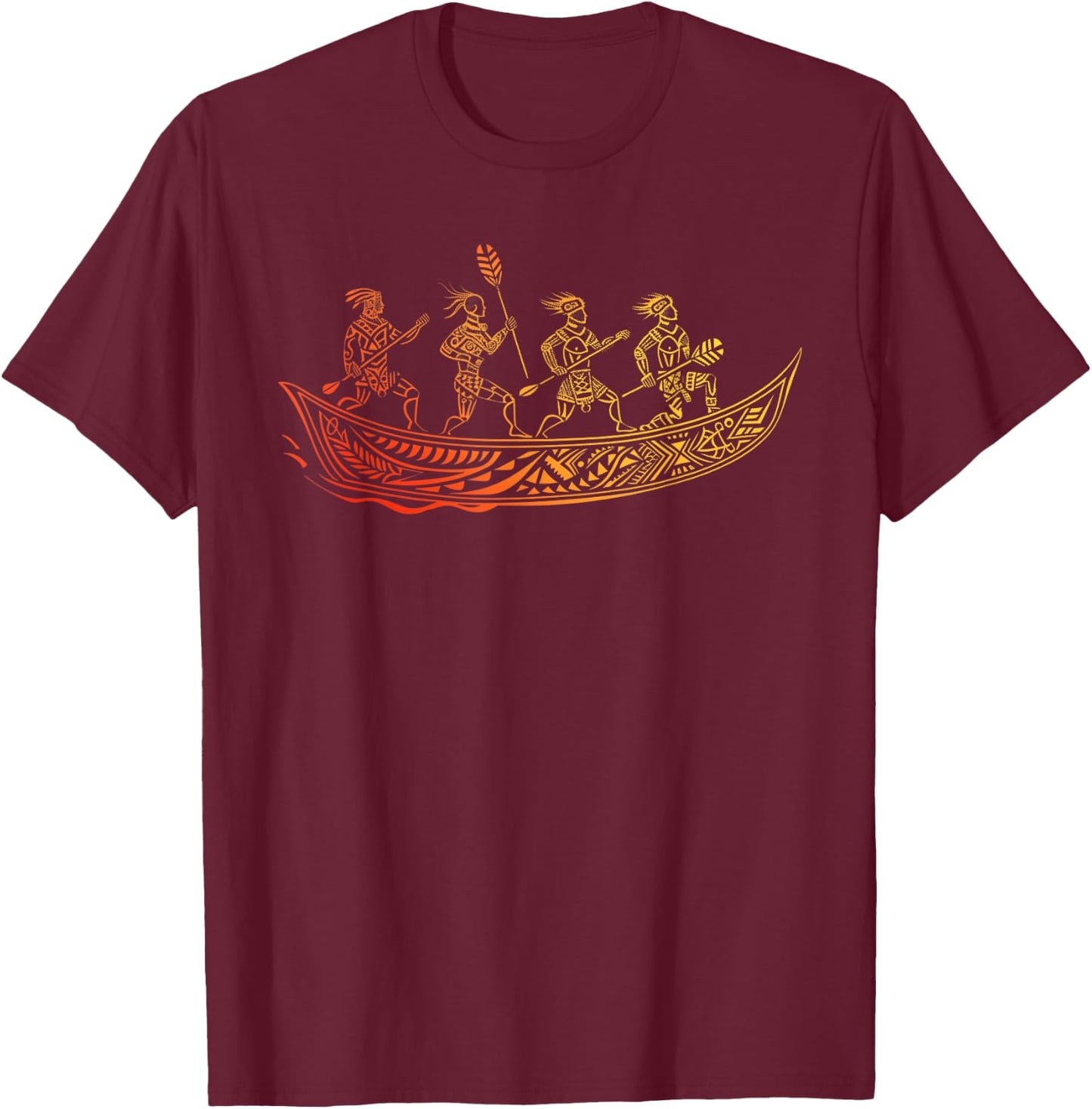 Tribal Hawaiian Outrigger Canoe Shirt - Hawaiian Tribal T-Shirt - T-Shirt | Maroon