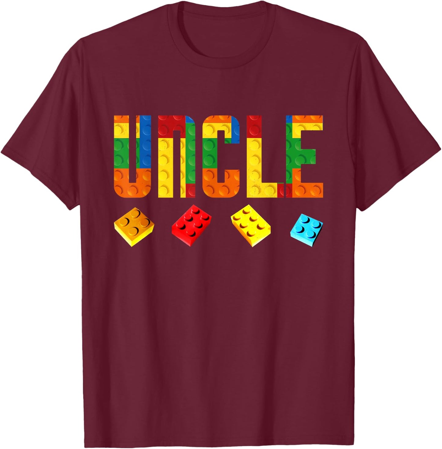 Uncle Master Builder Building Blocks Birthday Family Men T-Shirt - T-Shirt | Maroon