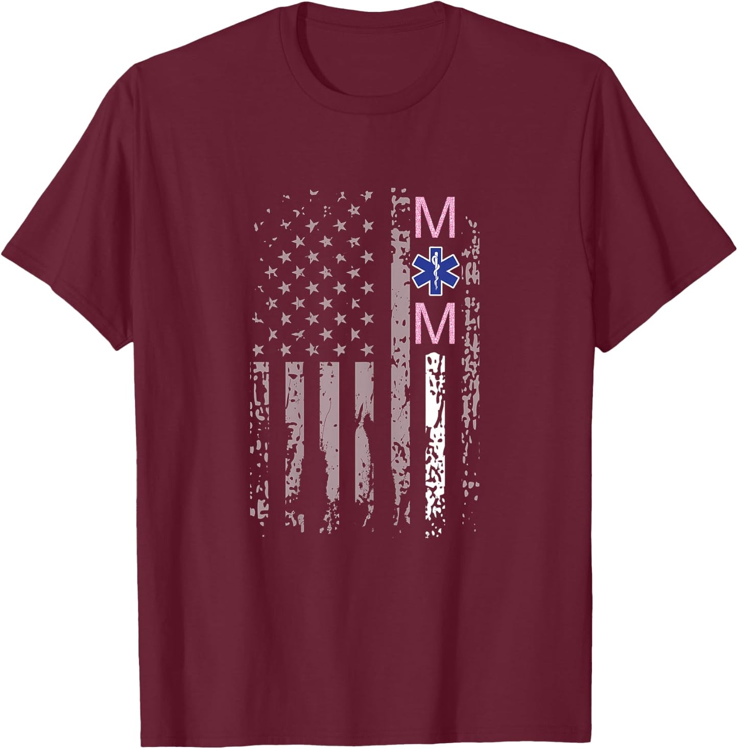 EMS Mom Shirt EMT Mom Thin White Line American Flag T-Shirt - T-Shirt | Maroon