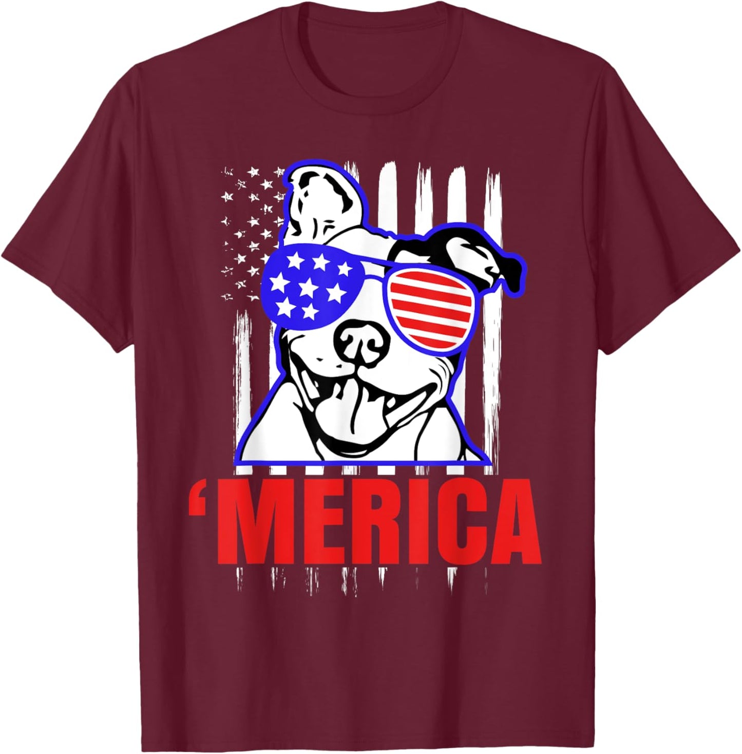 'Merica Funny Pitbull Shirt America Parody Party Pit Bull T-Shirt - T-Shirt | Maroon