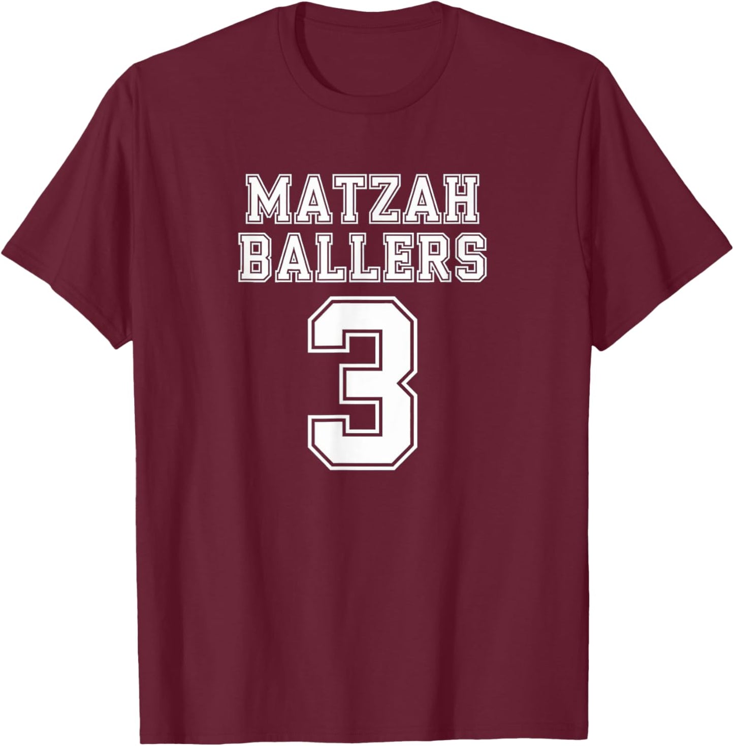 Matzah Ballers Number 3 Funny Jersey Sport Style Jewish Food T-Shirt - T-Shirt | Maroon