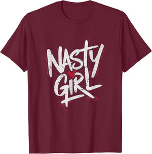 Nasty Girl Heart Graffiti Style Design T-Shirt - T-Shirt | Maroon