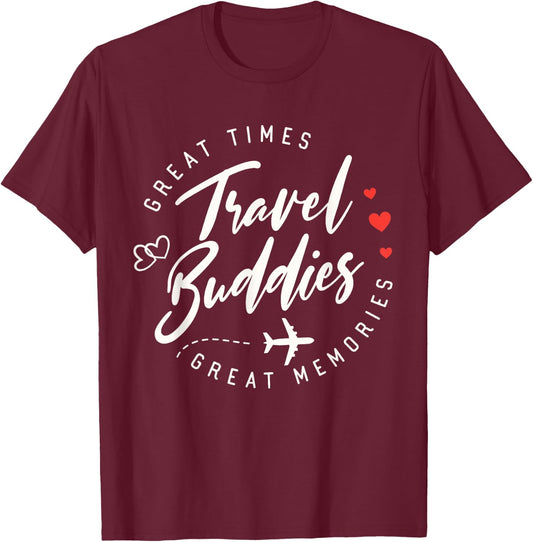 Travel Buddies Besties trip 2025 Girls Trip Summer Vacation T-Shirt - T-Shirt | Maroon