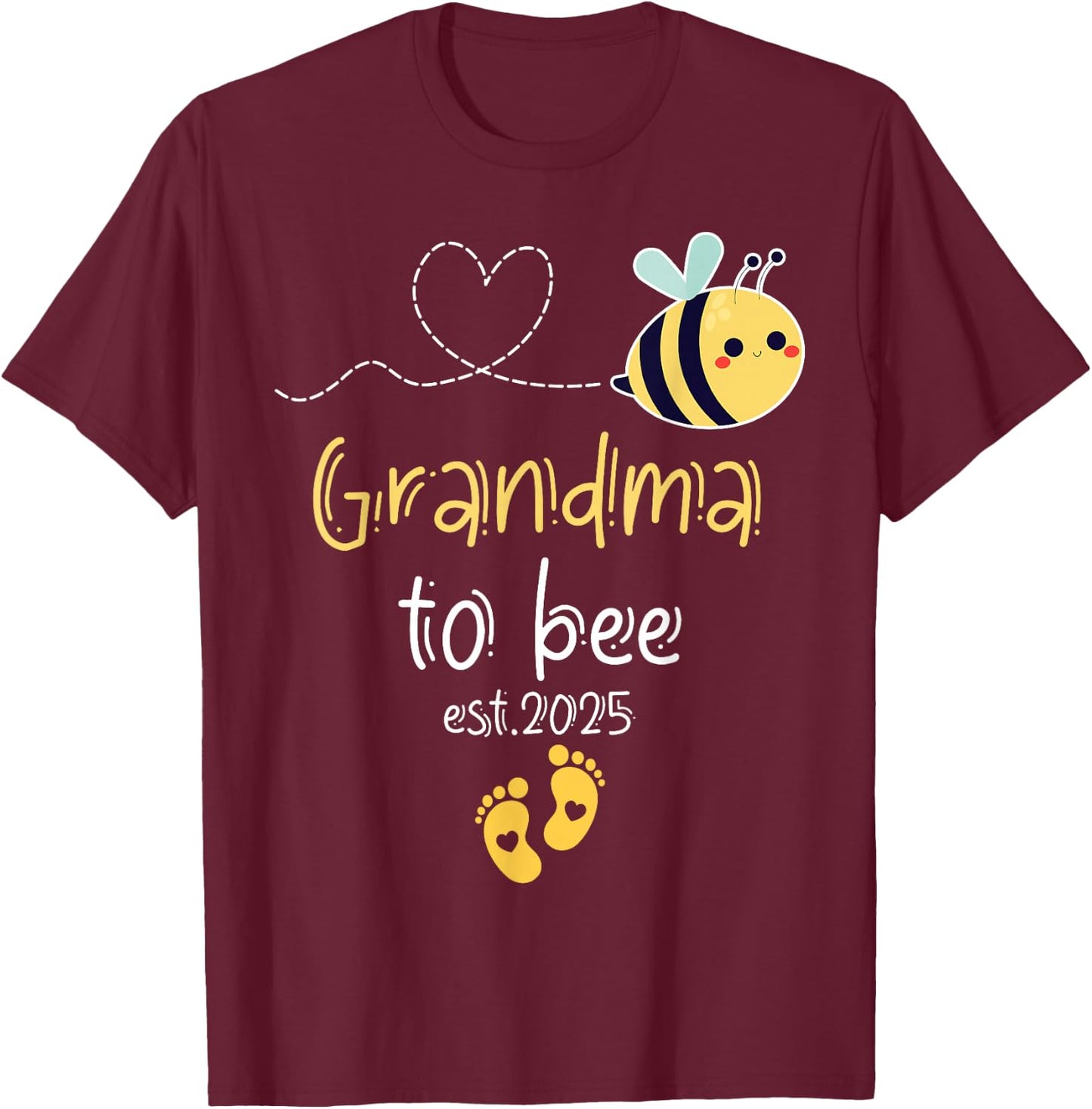 Cute Promoted To Grandma To Bee 2025 Family Pregnancy T-Shirt - T-Shirt | Maroon