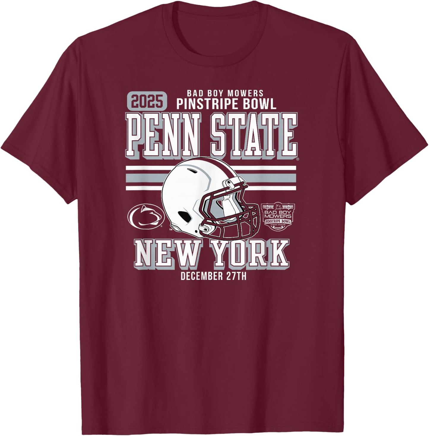Penn State Nittany Lions Pinstripe Bowl 2025 Football Navy T-Shirt - T-Shirt | Maroon