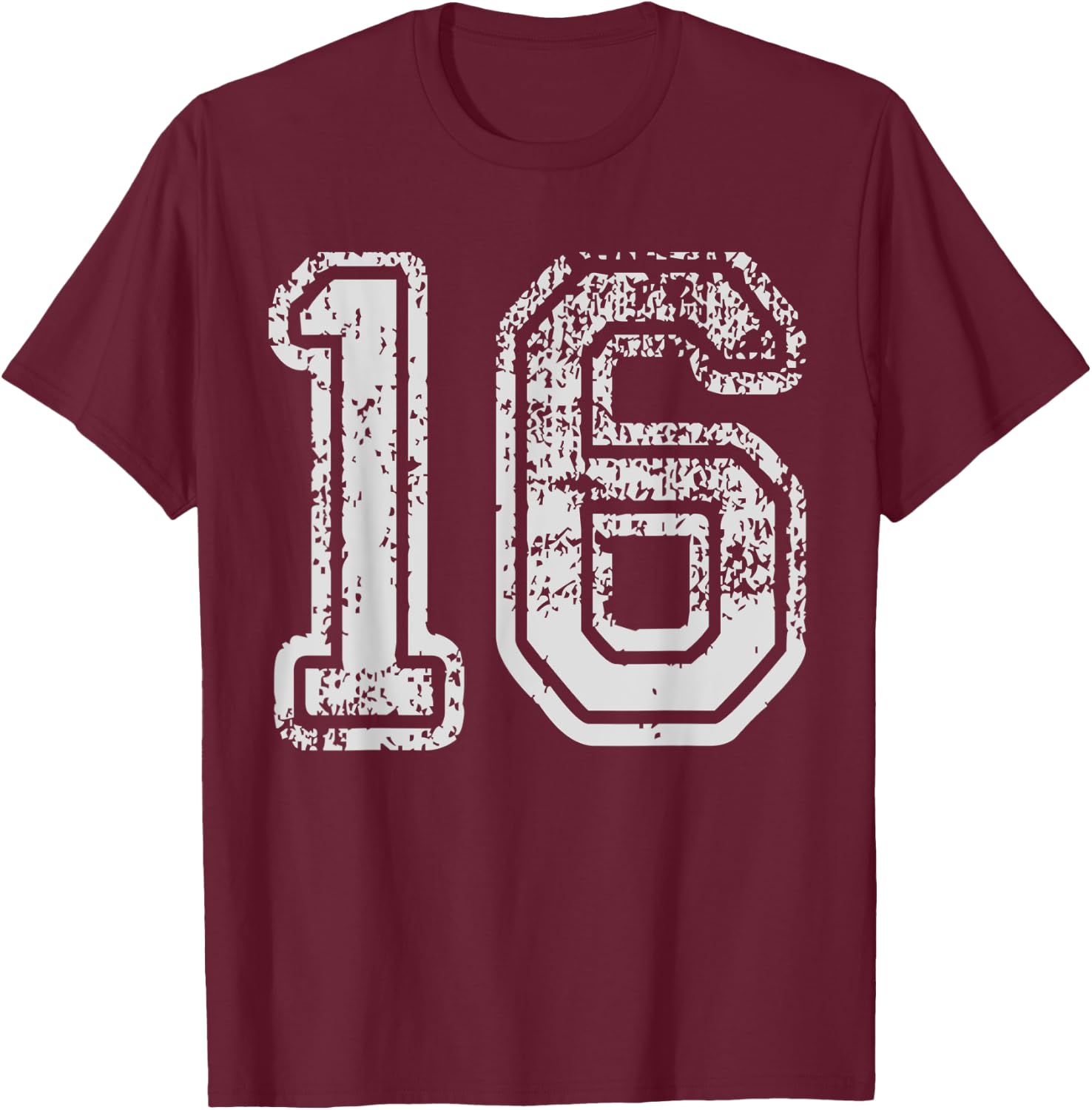 Team Jersey Uniforms Number 16 sixteen School Sport Birthday T-Shirt - T-Shirt | Maroon