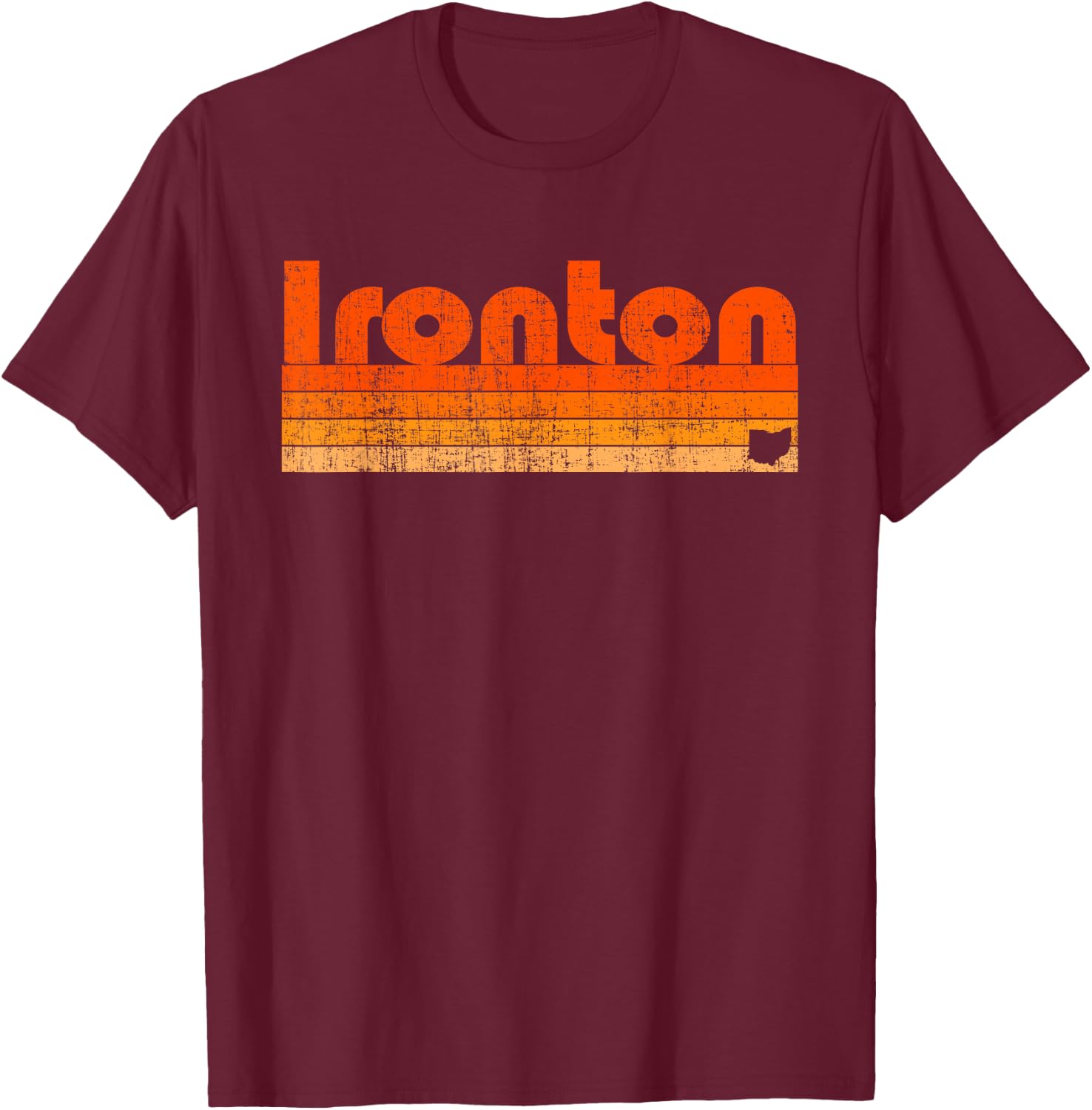 Ironton, Ohio Retro 80s Style T-Shirt - T-Shirt | Maroon