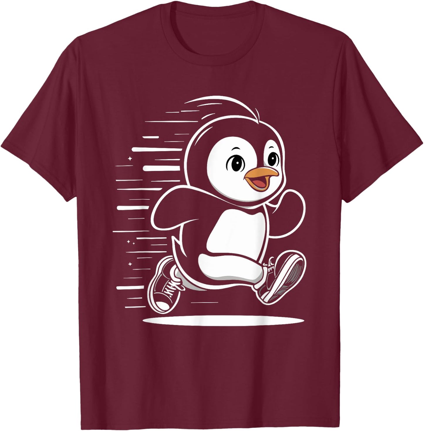 Jogging Penguin Runner Running Animal Cute Jogger T-Shirt - T-Shirt | Maroon