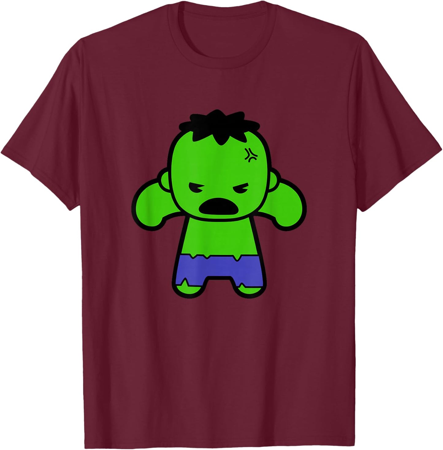 Marvel Kawaii The Incredible Hulk Super Angry Chibi Shot T-Shirt - T-Shirt | Maroon