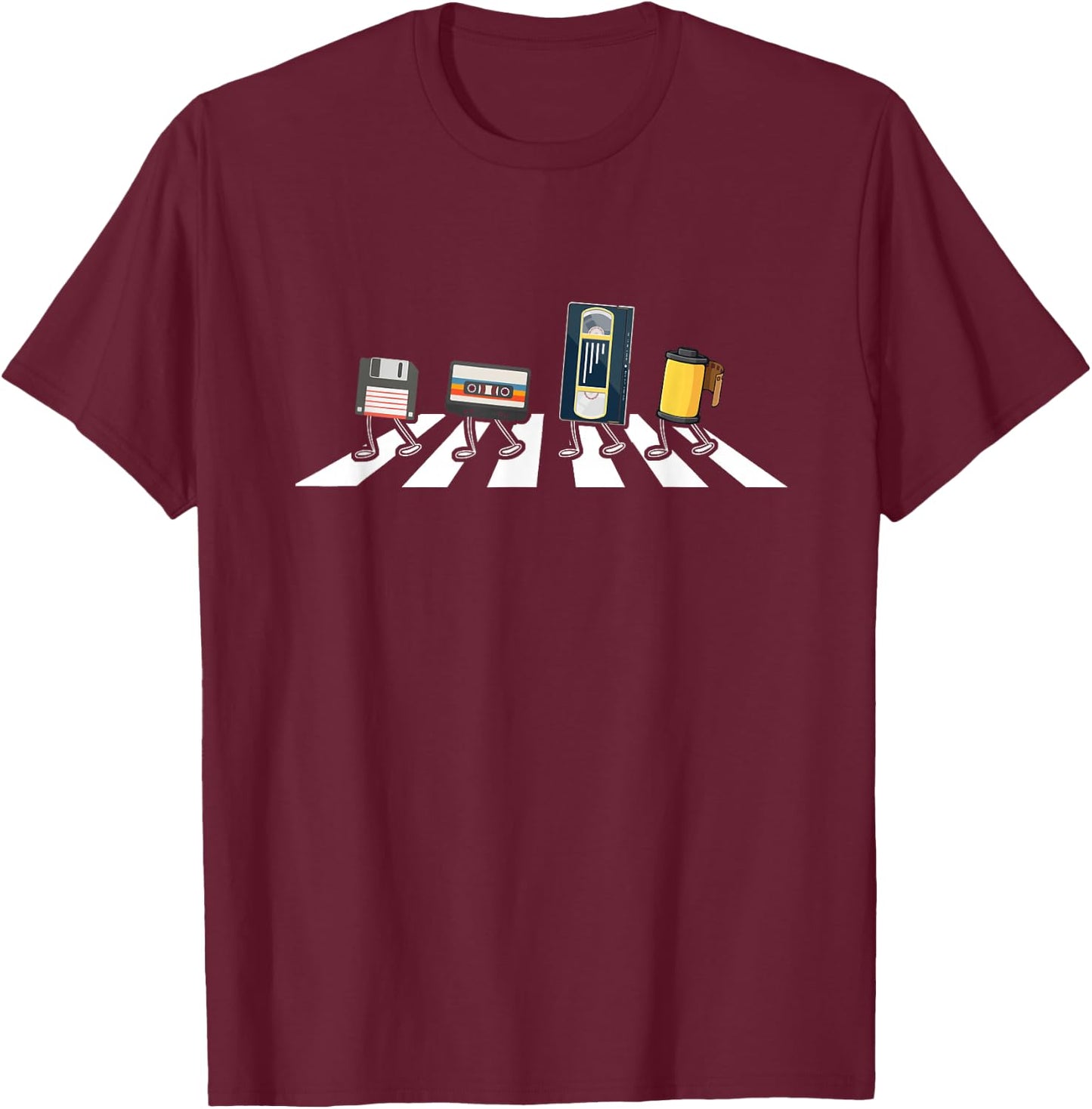 VHS Cassette Tape Floppy Disc Funny Retro Vintage Fans T-Shirt - T-Shirt | Maroon