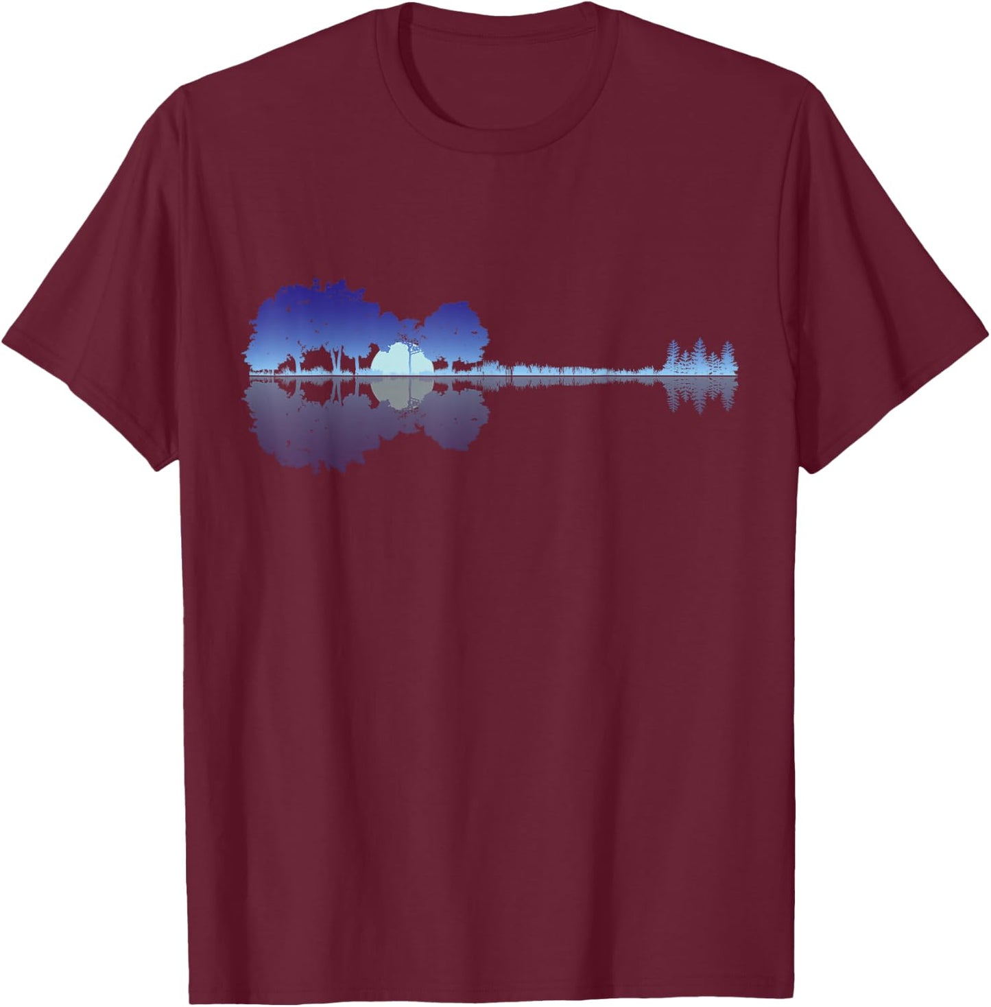 Guitar Lake Shadow Music Lovers Rock Guitar Musician T-Shirt - T-Shirt | Maroon