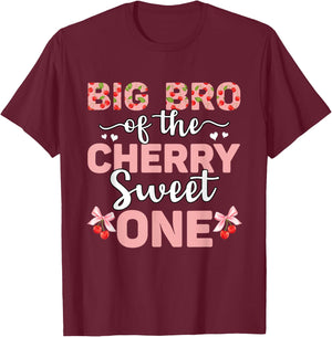 Big Bro Of The Cherry Sweet One 1st Birthday Cherry Lover T-Shirt - T-Shirt | Maroon