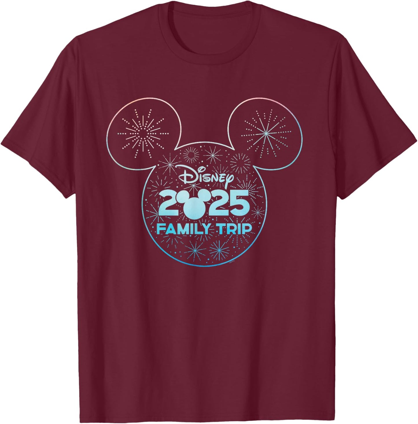 Disney Mickey Mouse Icon Fireworks Vacation Family Trip 2025 T-Shirt - T-Shirt | Maroon