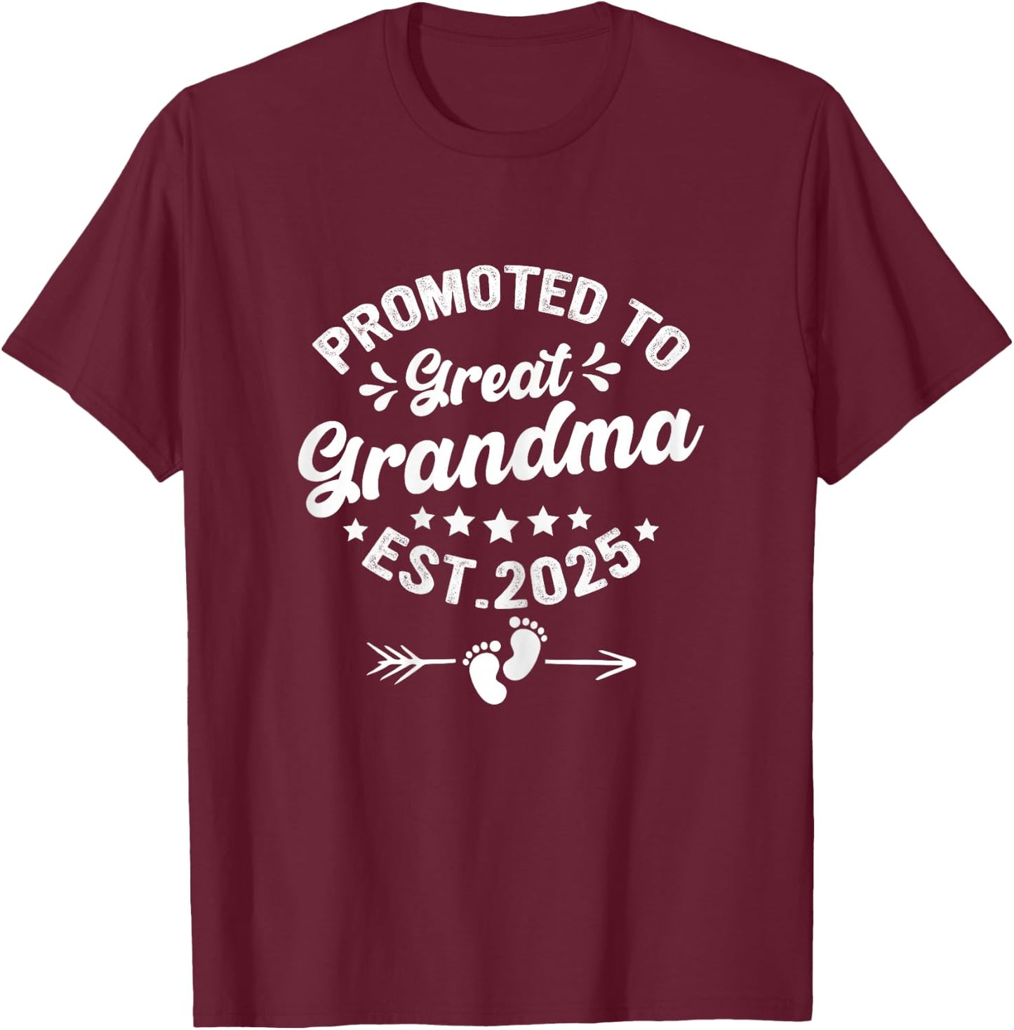 SOMMAS PREGNANCY ANNOUNCEMENT Promoted to Great Grandma 2025, Soon to Be Great Grandmother , Female X-Small, Black T-Shirt - T-Shirt | Maroon