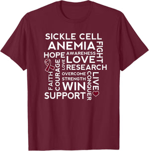 Sickle Cell Anemia Awareness Walk Burgundy Ribbon T-Shirt - T-Shirt | Maroon