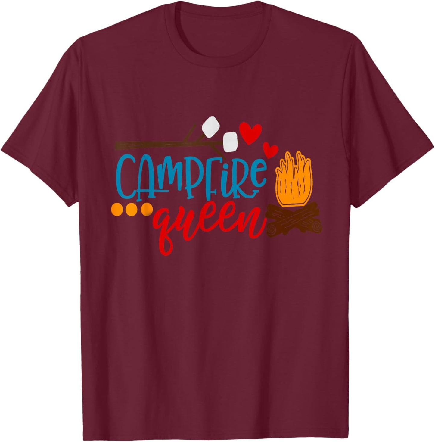 Campfire Queen Mom Wife Camping Shirt Camp S'Mores Bonfire T-Shirt - T-Shirt | Maroon