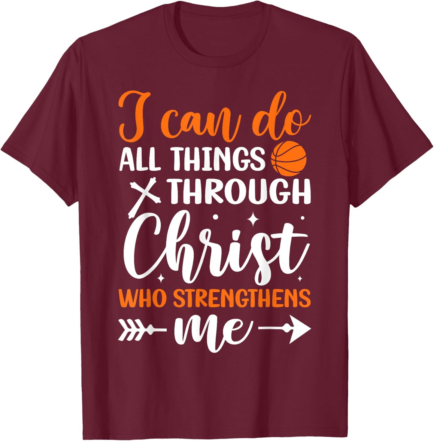 Christian Basketball Men Boys Kids Religious Gifts T-Shirt - T-Shirt | Maroon