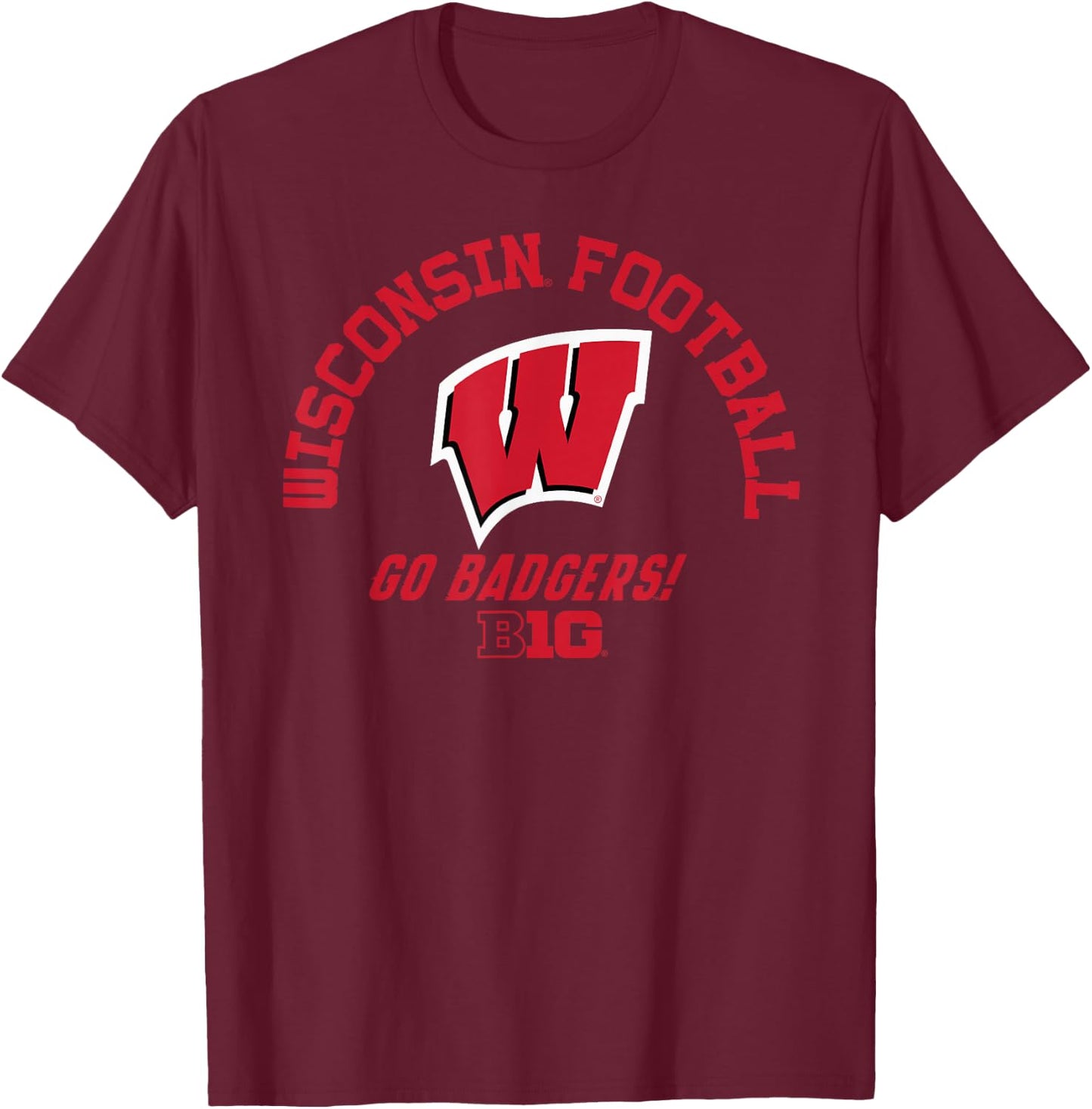 Wisconsin Badgers Big 10 Football Officially Licensed T-Shirt - T-Shirt | Maroon