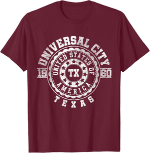 Universal City TX | Texas | Vintage City Apparels T-Shirt - T-Shirt | Maroon