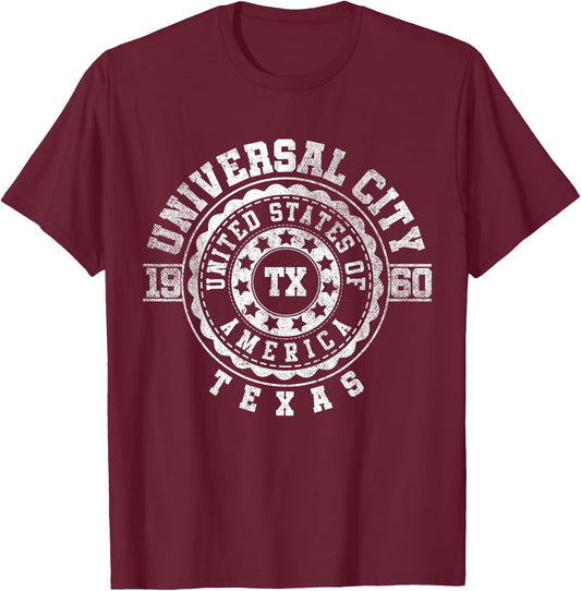 Universal City TX | Texas | Vintage City Apparels T-Shirt - T-Shirt | Maroon