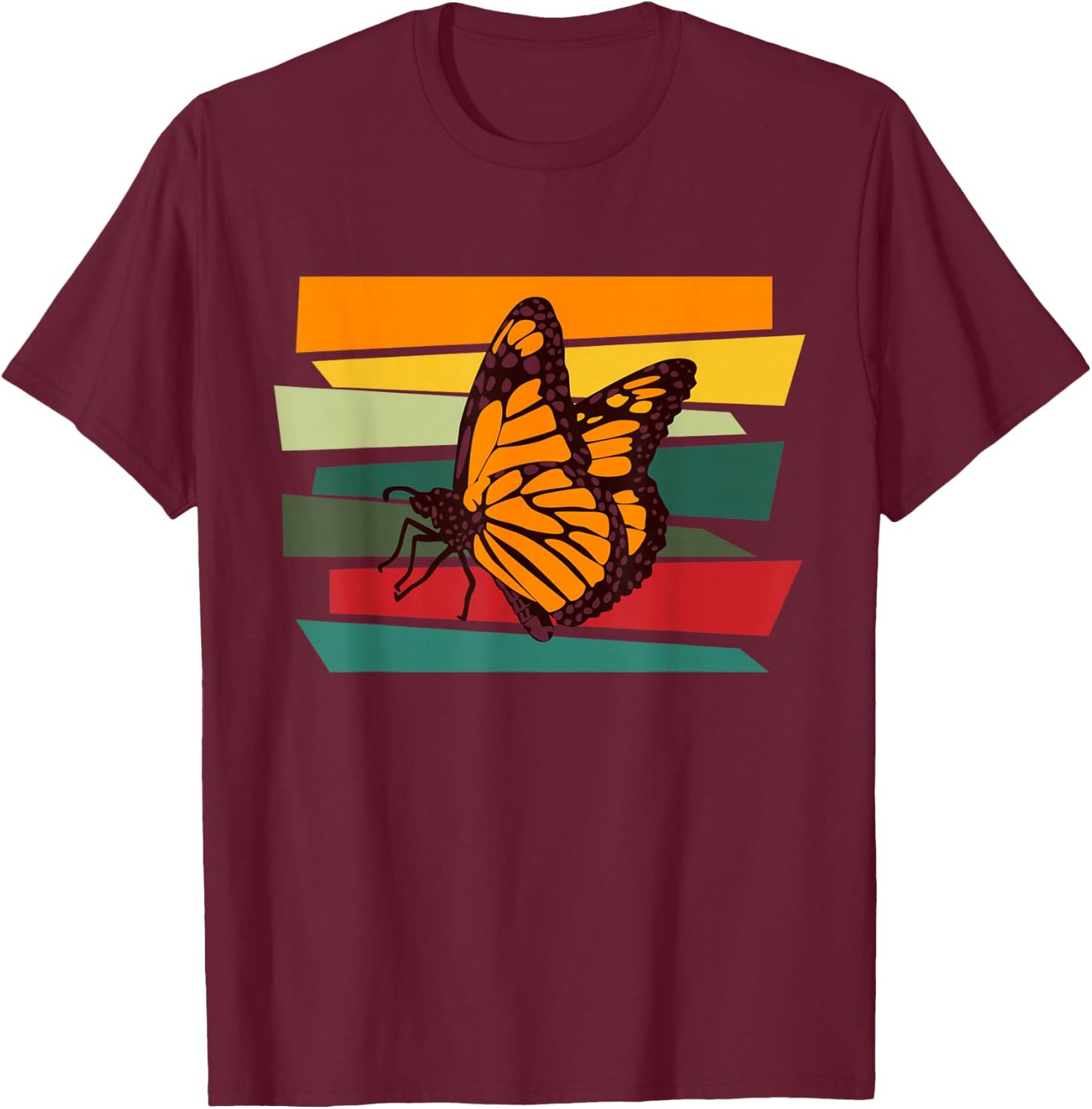 Retro Butterfly Vintage Monarch Butterfly T-Shirt - T-Shirt | Maroon