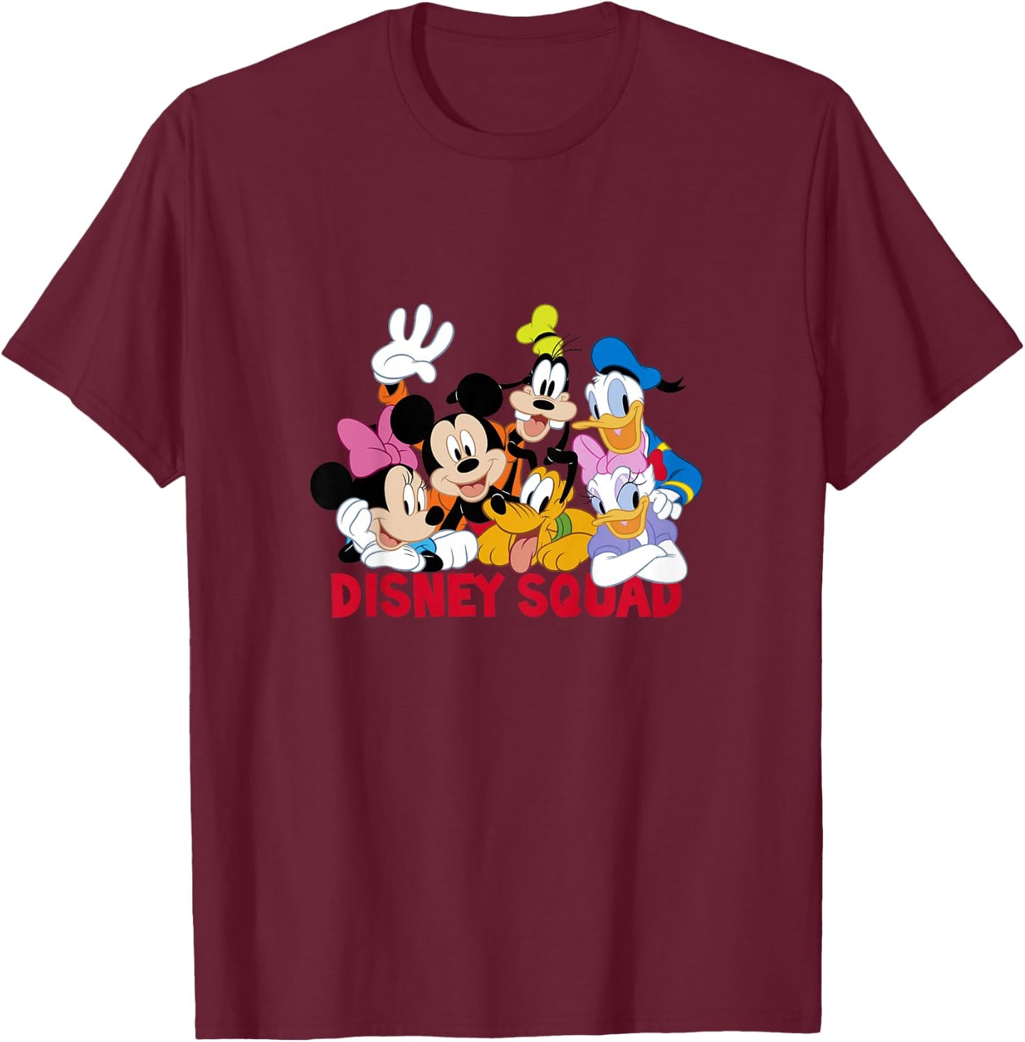 Kids Disney Mickey and Friends Group Shot Disney Squad Logo T-Shirt - T-Shirt | Maroon