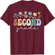 2nd Grade Wildflower Floral Back To School Gift Teachers Women Girls Kids T-Shirt - T-Shirt | Maroon
