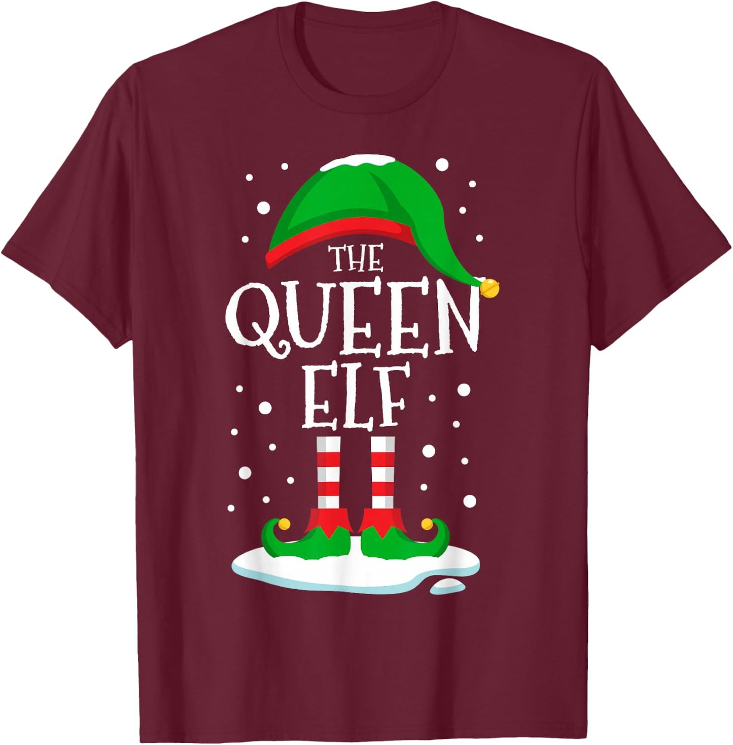 The Queen Elf Christmas Family Matching Xmas Women Funny T-Shirt - T-Shirt | Maroon