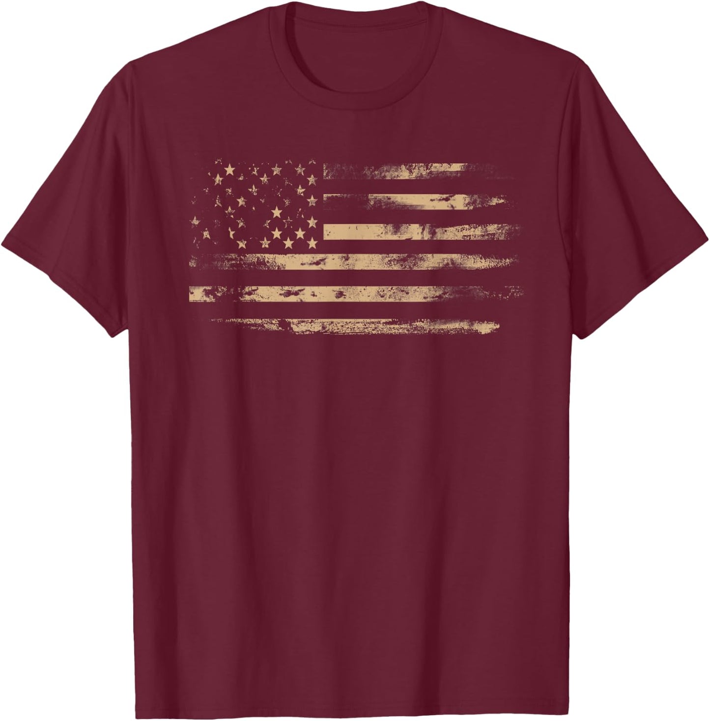 Distressed American Flag Shirt Vintage USA Flags Patriotic T-Shirt - T-Shirt | Maroon