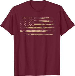 Distressed American Flag Shirt Vintage USA Flags Patriotic T-Shirt - T-Shirt | Maroon