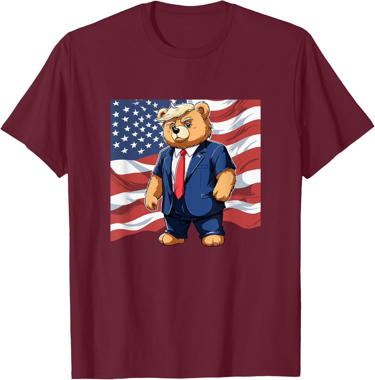 Trump Teddy Bear USA Flag Patriot Supporter T-Shirt - T-Shirt | Maroon