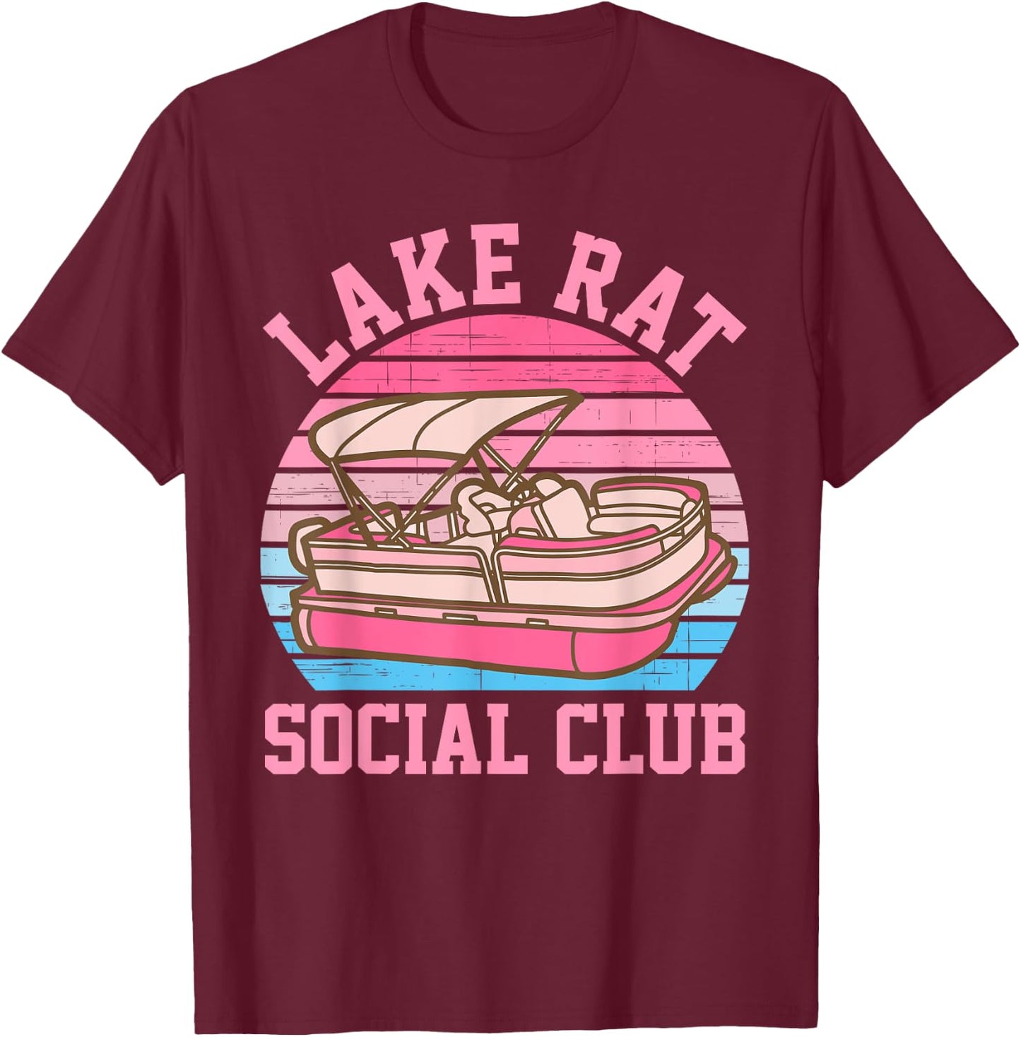 Lake Rat Social Club Boat Vintage Design T-Shirt - T-Shirt | Maroon