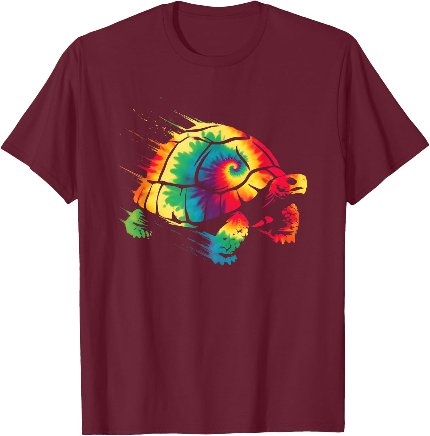 Tortoise Tie Dye - Colorful Sea Turtle Ocean Animal Lover T-Shirt - T-Shirt | Maroon